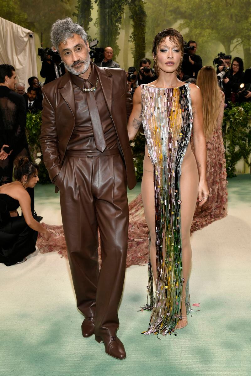Taika Waititi, left, and Rita Ora attend The Metropolitan Museum of Art's Costume Institute benefit gala celebrating the opening of the "Sleeping Beauties: Reawakening Fashion" exhibition on Monday, May 6, 2024, in New York. (Photo by Evan Agostini/Invision/AP)