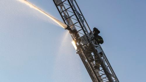 A $1 million federal grant will pay for a new aerial ladder truck for the Douglas County Fire Department since the former one was destroyed in a 2019 crash by a tractor-trailer. (John Spink / John.Spink@ajc.com)