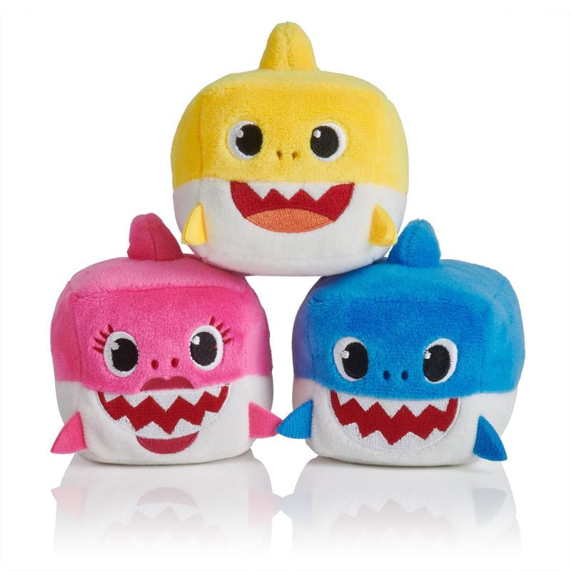 Each plush cube plays four verses of “Baby Shark.” Contributed by WowWee