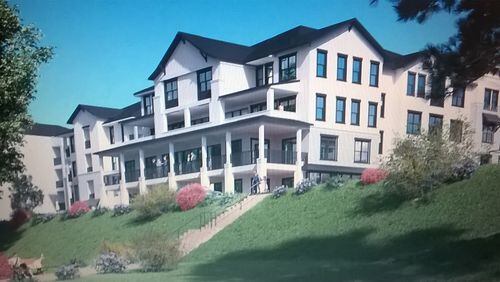 An artist’s rendering shows the kind of residential housing proposed for the new Riverview Landing Project in Smyrna along the Chattahoochee River. Courtesy of Smyrna