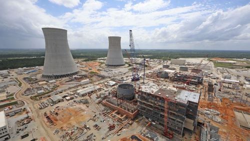 One of the two cooling towers under construction at Plant Vogtle. AJC File photo