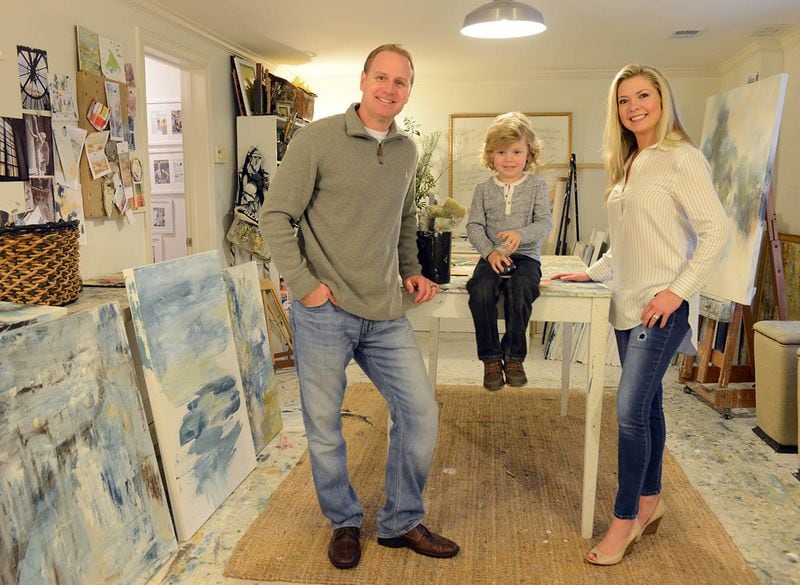 Melissa Payne Baker, owner of Art for Every Palette, creates her abstract art and other works in her home studio. Husband Rick works for McKesson Corp. in medical sales. Their son, Payne, is 4.