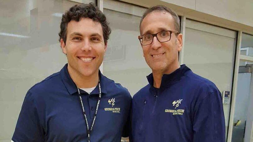 Georgia Tech basketball coach Josh Pastner, left, poses with Ronald Bell, who once was his self-professed biggest fan.