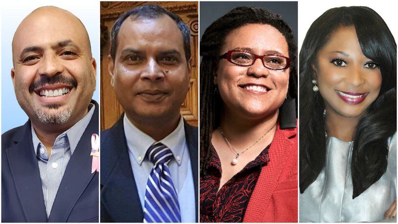 Gil Freeman, Mohammed Hossain, Kim Jackson and Beverly Jones all are running in the Democratic primary for Senate District 41. Submitted photos.