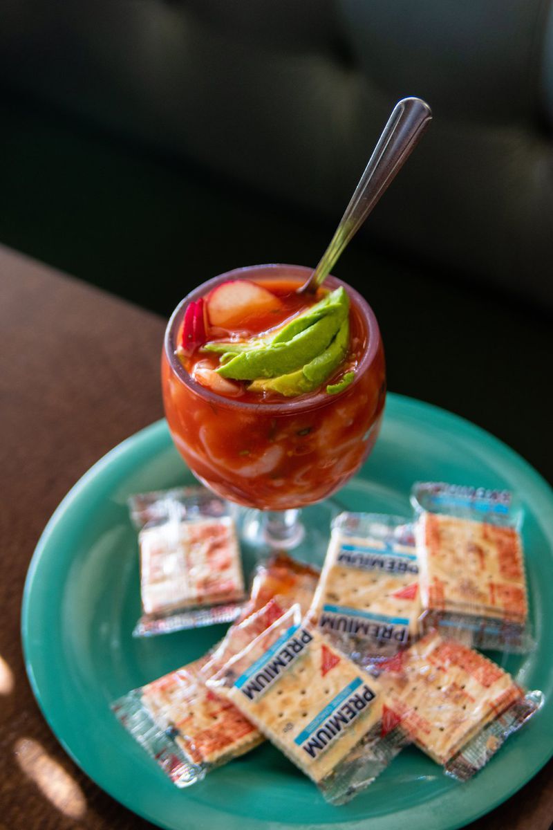 Coctel de camaron, a Latin version of shrimp cocktail, offers major bang for your buck at El Rey Del Taco. CONTRIBUTED BY HENRI HOLLIS