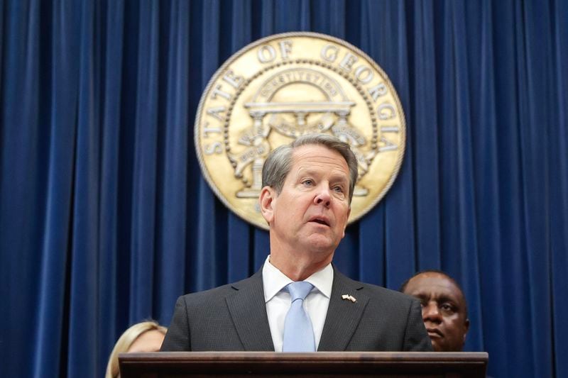 Gov. Brian Kemp continues to downplay any presidential aspirations ahead of the 2024 election. (Natrice Miller/The Atlanta Journal-Constitution)
