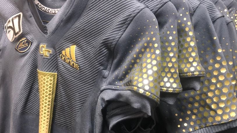 A close-up look at the alternate uniforms that Georgia Tech will wear Saturday, October 5, 2019, against North Carolina. (Georgia Tech Athletics)