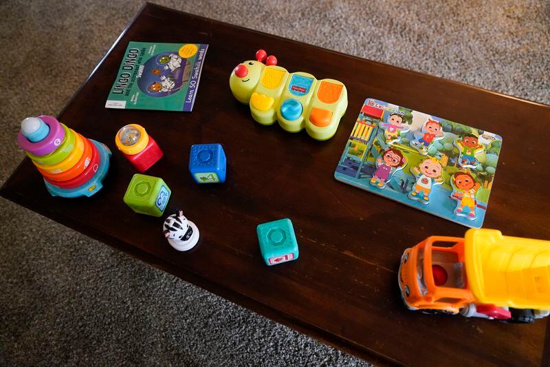 Toys are seen inside the furnished new apartment of a family from Congo, Thursday, April 11, 2024, in Columbia, S.C. The American refugee program, which long served as a haven for people fleeing violence around the world, is rebounding from years of dwindling arrivals under former President Donald Trump. The Biden administration has worked to restaff refugee resettlement agencies and streamline the process of vetting and placing people in America. (AP Photo/Erik Verduzco)