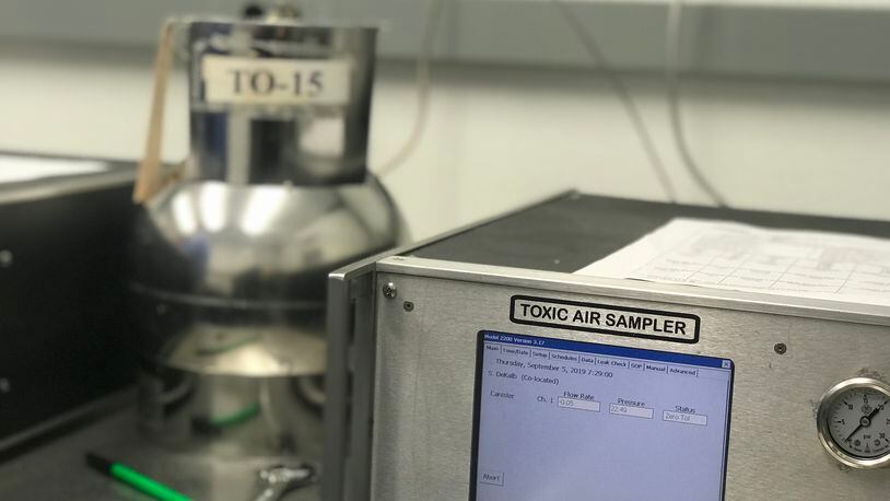 A machine used to test air samples for ethylene oxide, a carcinogen. Sterilization Services of Georgia has been fined $51,000 by the state for not having ethylene oxide filters in place at their facility by an agreed-upon Dec. 31 deadline.