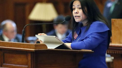 2/26/19 - Atlanta -  Rep. Brenda Lopez Romero, D - Norcross, opposed the bill.  The Georgia House passed a bill Tuesday to buy a new $150 million election system that includes a paper ballot printed with a ballot marking device. But opponents to the bill, including many Democrats, say it would still leave Georgia's elections vulnerable to hacking and tampering.   Bob Andres / bandres@ajc.com