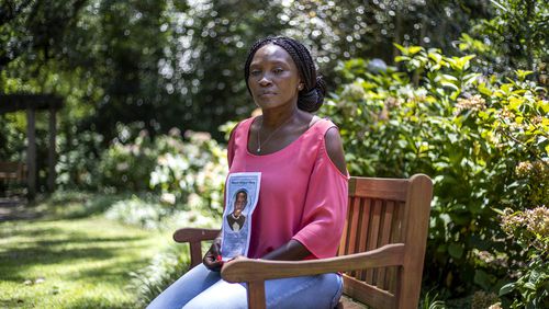 07/24/2020 - Augusta, Georgia - Wanda Cooper-Jones, mother of Ahmaud Arbery, sits for a portrait at Pendleton King Park in Augusta, Friday, July 24, 2020. On February 23, 2020, Ahmaud Arbery was fatally shot while jogging in a neighborhood near Brunswick. Travis McMichael, 34, and his father, Gregory McMichael, 64 are charged with felony murder and aggravated assault in the fatal shooting of Ahmaud Arbery. (ALYSSA POINTER / ALYSSA.POINTER@AJC.COM)