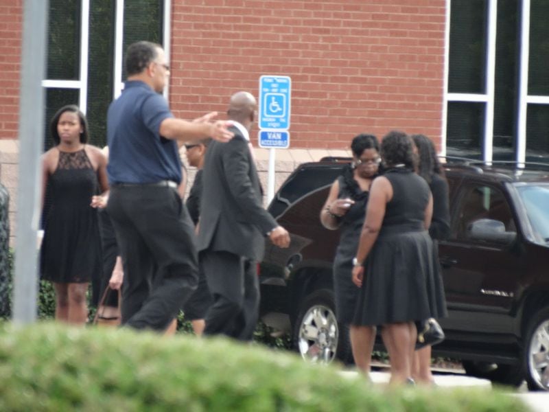 Mourners entering the church before the Bobbi Kristina funeral began. CREDIT: Rodney Ho/rho@ajc.com