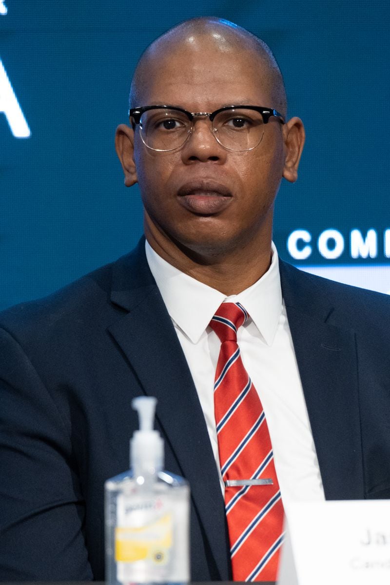 Jason Dozier during a forum for Atlanta City Council candidates sponsored by the Committee for a Better Atlanta on June 8, 2021 in Atlanta. (Ben Gray for The Atlanta Journal-Constitution)