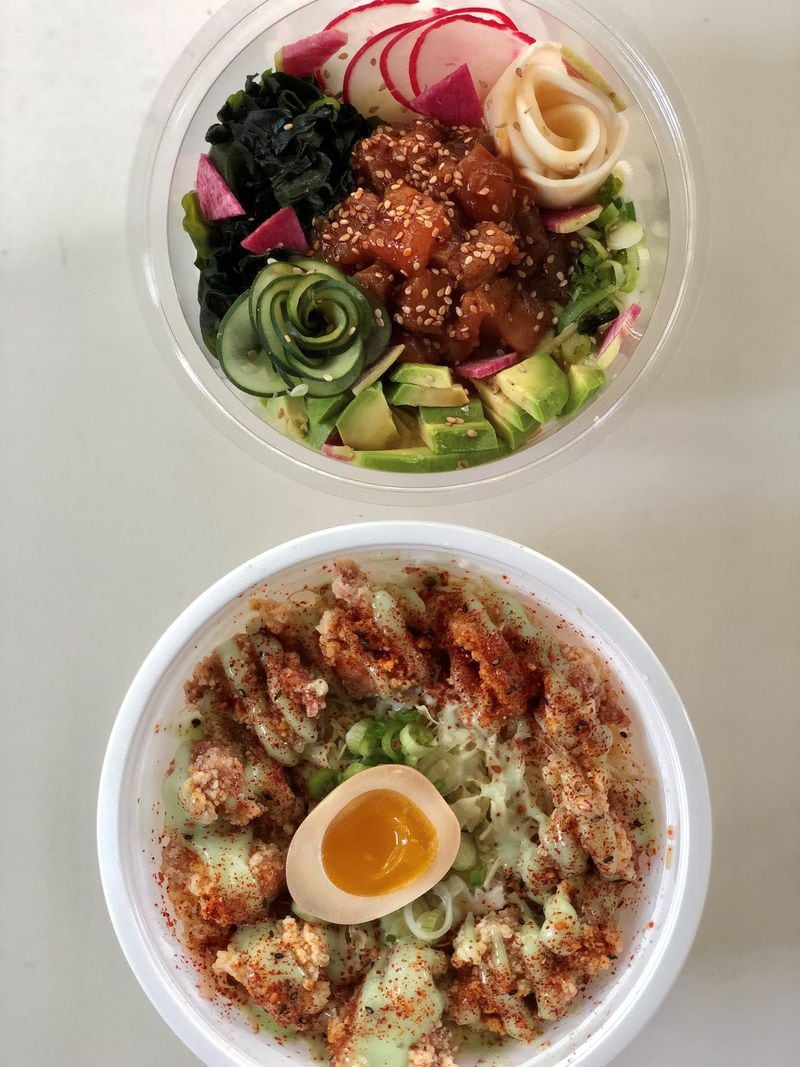 Momonoki makes beautiful, delicious takeout like this poke bowl (top) and chicken karaage. CONTRIBUTED BY WENDELL BROCK