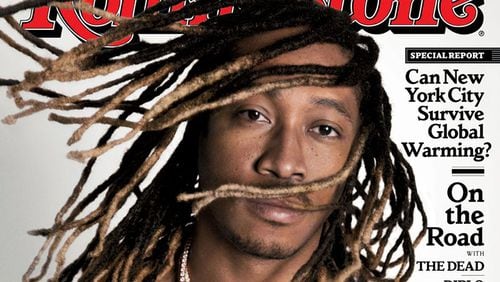 On the cover of the Rolling Stone.
