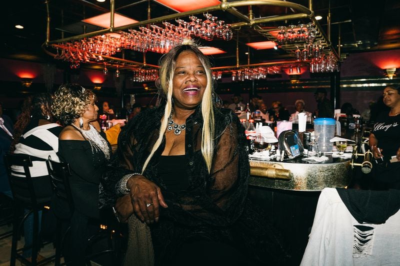 Bo Wyatt celebrates her 69th birthday at Ellery's Night Club and Lounge in southwest Atlanta on Wednesday, Feb. 21, 2024. (Olivia Bowdoin for the AJC).  