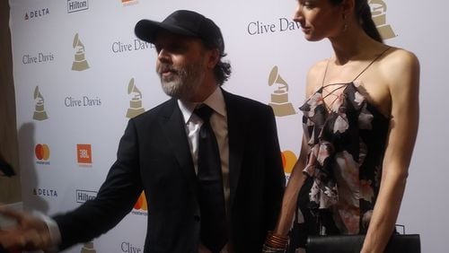 Lars Ulrich and wife Jessica Miller at Clive Davis' Pre-Grammy bash on Saturday. Photo: Melissa Ruggieri/AJC