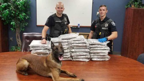 Apex, the dog, and Marietta cops arrested two people on drug charges after they say they found all that marijuana in a storage unit.