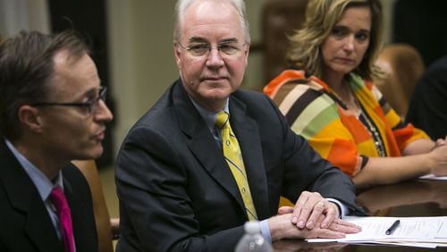 Secretary of Health and Human Services Secretary Tom Price’s job seemed to be in doubt Wednesday after President Donald Trump said he was “not happy” with the former U.S. representative from Roswell over his use of private jets on recent trips. (Al Drago/The New York Times)
