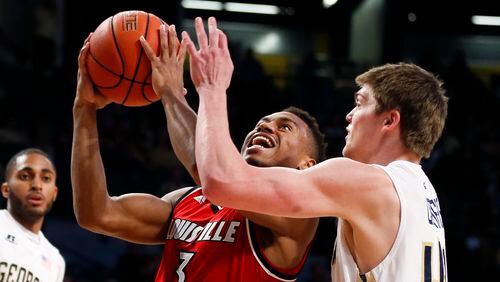 Georgia Tech center Ben Lammers had four rebounds and two blocks in 17 minutes off the bench. (AP Photo/John Bazemore)