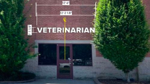 Pet Smart at 6370 North Point Parkway in Alpharetta will be adding additional wall signage for a secondary entrance that leads to veterinary services. (Courtesy City of Alpharetta)