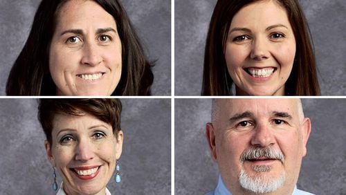 The Forsyth County School District has announced four new principals (clockwise, from top left): Megan Thompson, at Lakeside Middle School; Amanda Thrower, at Liberty Middle School; Bob Carnaroli, at North Forsyth High School; and Molly Bradley, at South Forsyth Middle School. FORSYTH COUNTY SCHOOL DISTRICT