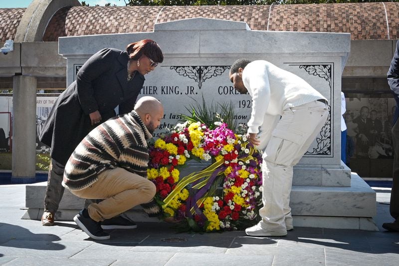 The family of the Rev. Martin Luther King Jr. lays a wreath at the tomb of the civil rights leader Thursday, marking the 56 years since his assassination.