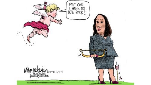 Editorial cartoon about District Attorney Fani Willis. (Mike Luckovich)
