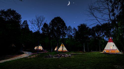 Glamping in the North Georgia forest can include experiencing a few evenings under the stars in an authentic native American teepee. credit: North Georgia Canopy Tours