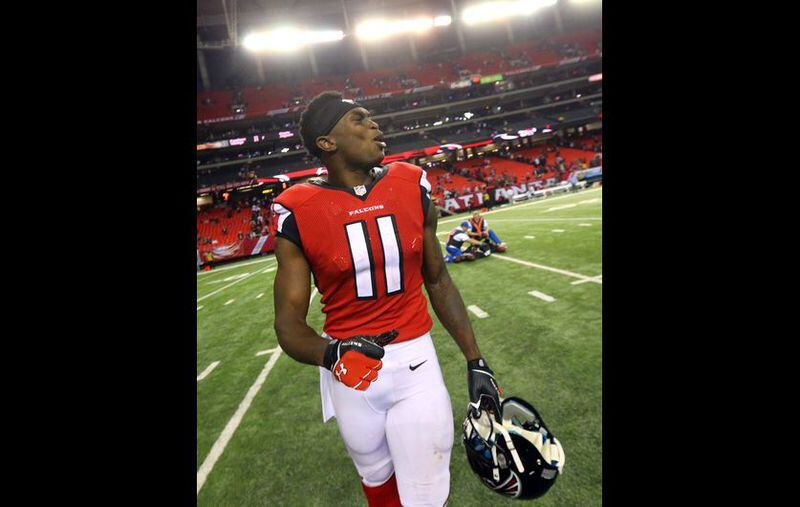 Falcons wide receiver Jones finished with 10 catches (on 12 targets) for a career-high 189 yards and a touchdown in the Falcons’ 29-18 victory over the Cardinals on Nov. 30, 2014. (CURTIS COMPTON/Ccompton@ajc.com)