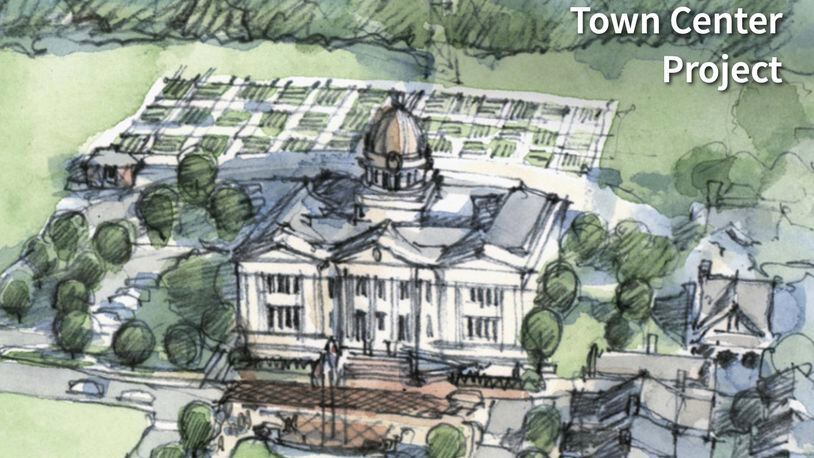 Rendering shows planning stages of Auburn’s town center development. (Courtesy City of Auburn, GA)