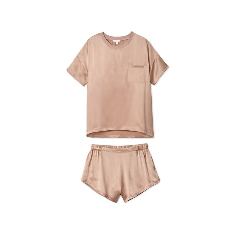 A soft and silky tee set is perfect for keeping comfy at home.
Courtesy of Lunya