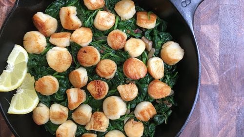 A cast-iron skillet is the main ingredient in this easy scallop recipe. CONTRIBUTED BY KELLIE HYNES
