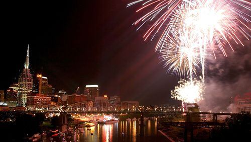 Fireworks booming over the Fourth of July bash in Nashville.