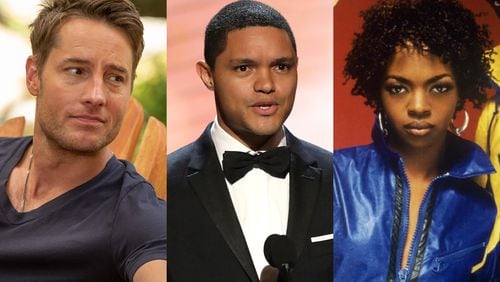 2022 preview includes (left-right) the final season of NBC's "This is Us," a concert with Trevor Noah at State Farm Arena in January and the Fugees (with Lauryn Hill) at State Farm Arena in March. (L-R NBC, AP, promo)