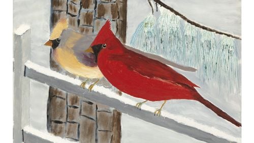 “Cardinals,” an original oil painting by former President Jimmy Carter, sold for $340,000 at the annual auction.