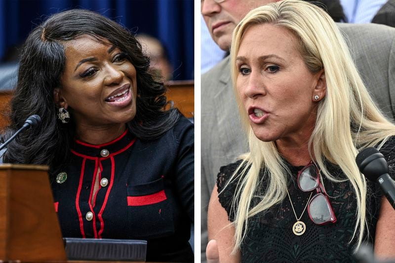 U.S. Rep. Jasmine Crockett (left), D-Texas, was taunted by U.S. Rep. Marjorie Taylor Greene (right), R-Ga., about the length of her eyelashes during a meeting of the House Oversight Committee last week.