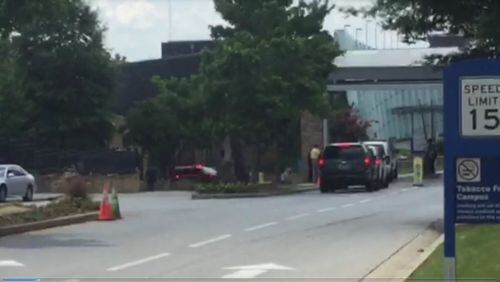 DeKalb County police investigated a bomb threat at the Center for Disease Control and Prevention on Thurs., July 16, 2015. (Credit: Channel 2 Action News)