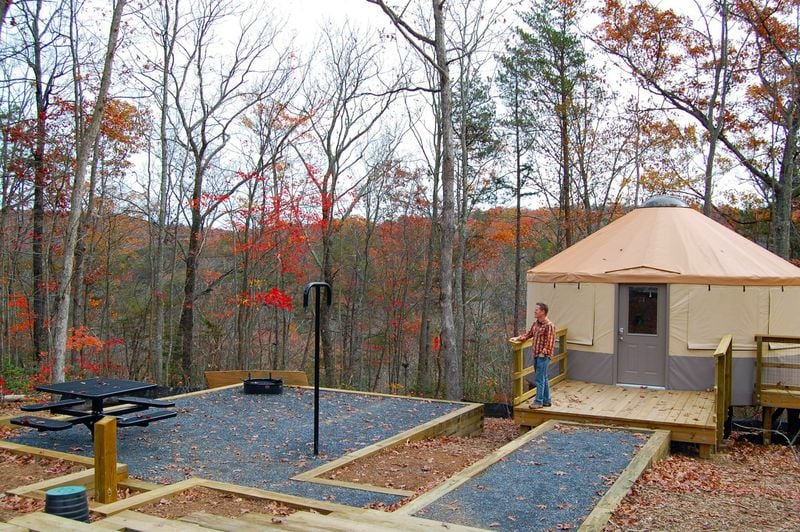 Stay in a yurt at Cloudland Canyon to enjoy an entire weekend of foliage colors. Contributed by Georgia State Parks