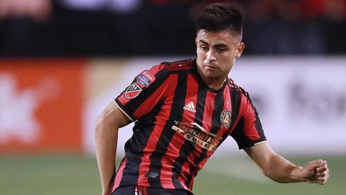 Atlanta United midfielder Pity Martinez works against C.S. Herediano in their Concacaf Champions League soccer match on Thursday, Feb. 28, 2019, in Kennesaw.