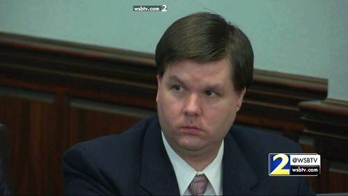 Justin Ross Harris listens to closing arguments at his hot-car murder trial in Brunswick. (Screen capture from WSB-TV) WSB-TV