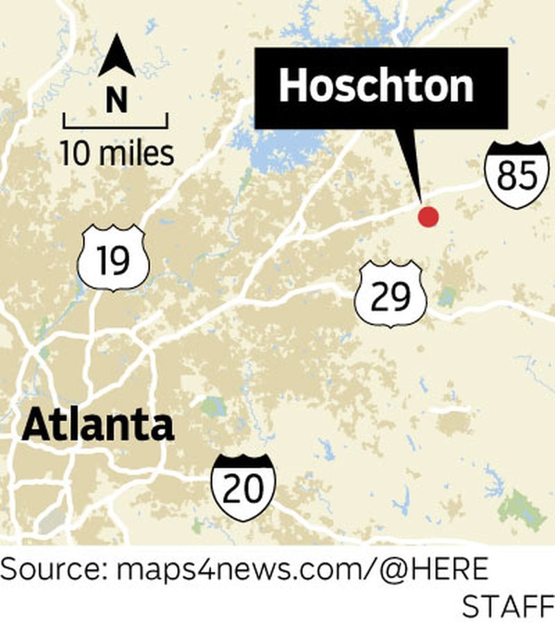 Hoschton, population about 2,000, is in Jackson County off I-85 northeast of Atlanta.