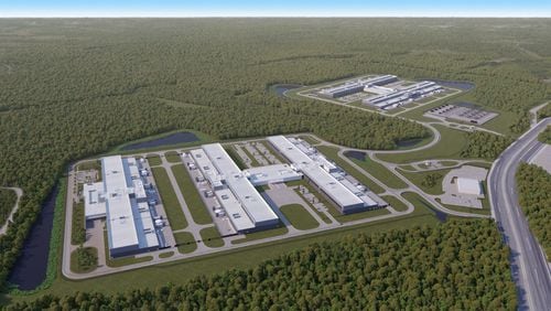 Tech companies are rushing to build huge data centers in metro Atlanta and Microsoft is the latest, as it plans a new facility near Palmetto. Shown is Facebook's plans to expand its Newton County data center. (Handout)