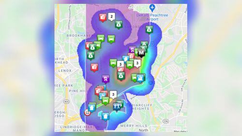 This is a screenshot of the new interactive crime map for Brookhaven. It shows incidents over the past month in the southern half of the city.