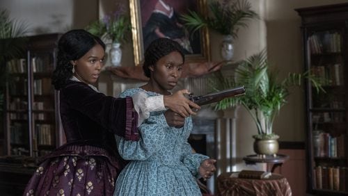 Janelle Monáe stars as Marie Buchanon and Cynthia Erivo as Harriet Tubman in HARRIET, a Focus Features release. Photo credit Glen Wilson/Focus Features