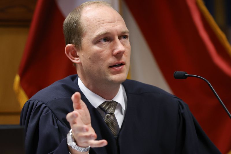 FILE - Fulton County Superior Judge Scott McAfee presides in court, March, 1, 2024, in Atlanta. A Georgia appeals court has agreed to review a lower court ruling allowing Fani Willis to continue to prosecute the election interference case she brought against Donald Trump. (AP Photo/Alex Slitz, Pool)