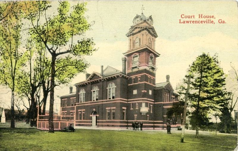 This postcard dated 1914 shows what’s now known as the Gwinnett Historic Courthouse in the heart of downtown Lawrenceville. (Credit: Gwinnett Historical Society)