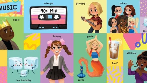 Kids can learn cool pop culture words from the '90s with this colorful illustrated book.