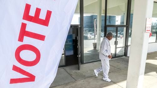 Dr Willie Sands leaves the Dekalb County Voter Registration & Elections Office after voting in the Georgia presidential primary on the first day of early voting Monday, February 19, 2024. (John Spink / John.Spink@ajc.com)