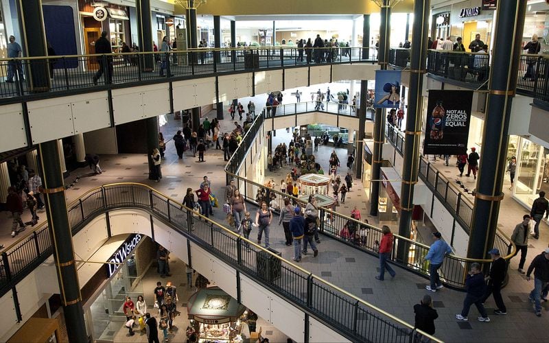 Emmanuel Deshawn Aranda, 24, of Minneapolis, is accused of picking up Landen Hoffman, 5, and hurling the boy over a third-floor railing to the first floor at the Mall of America, pictured, the morning of Friday, April 12, 2019, in Bloomington, Minnesota. Landen, who fell nearly 40 feet, suffered broken arms and legs and significant head trauma. Aranda is charged with attempted premeditated first-degree murder in the case.